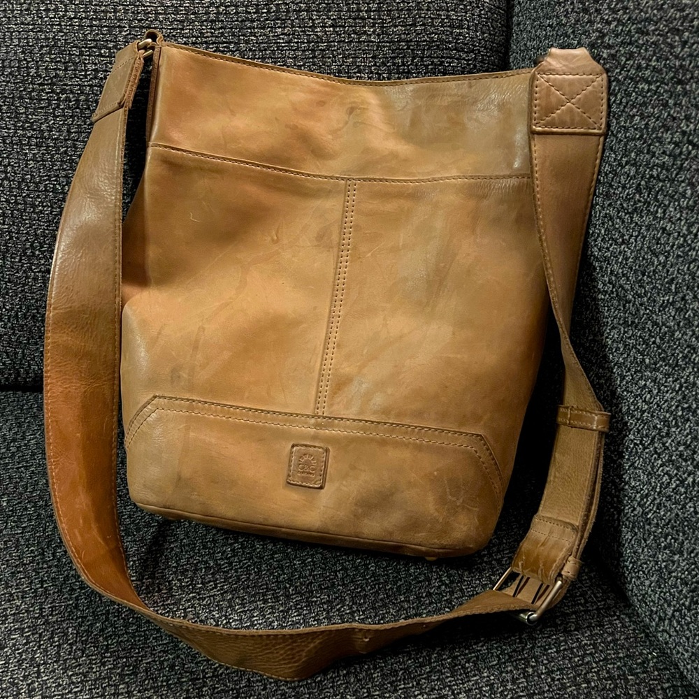 Used Tan Leather Tote shoulder crossbody bag